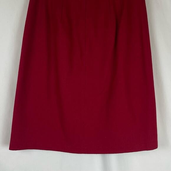 LOFT Red With Black Embroidered Floral Wool Blend CottageCore Skirt NWOT Size 4P - Picture 6 of 11